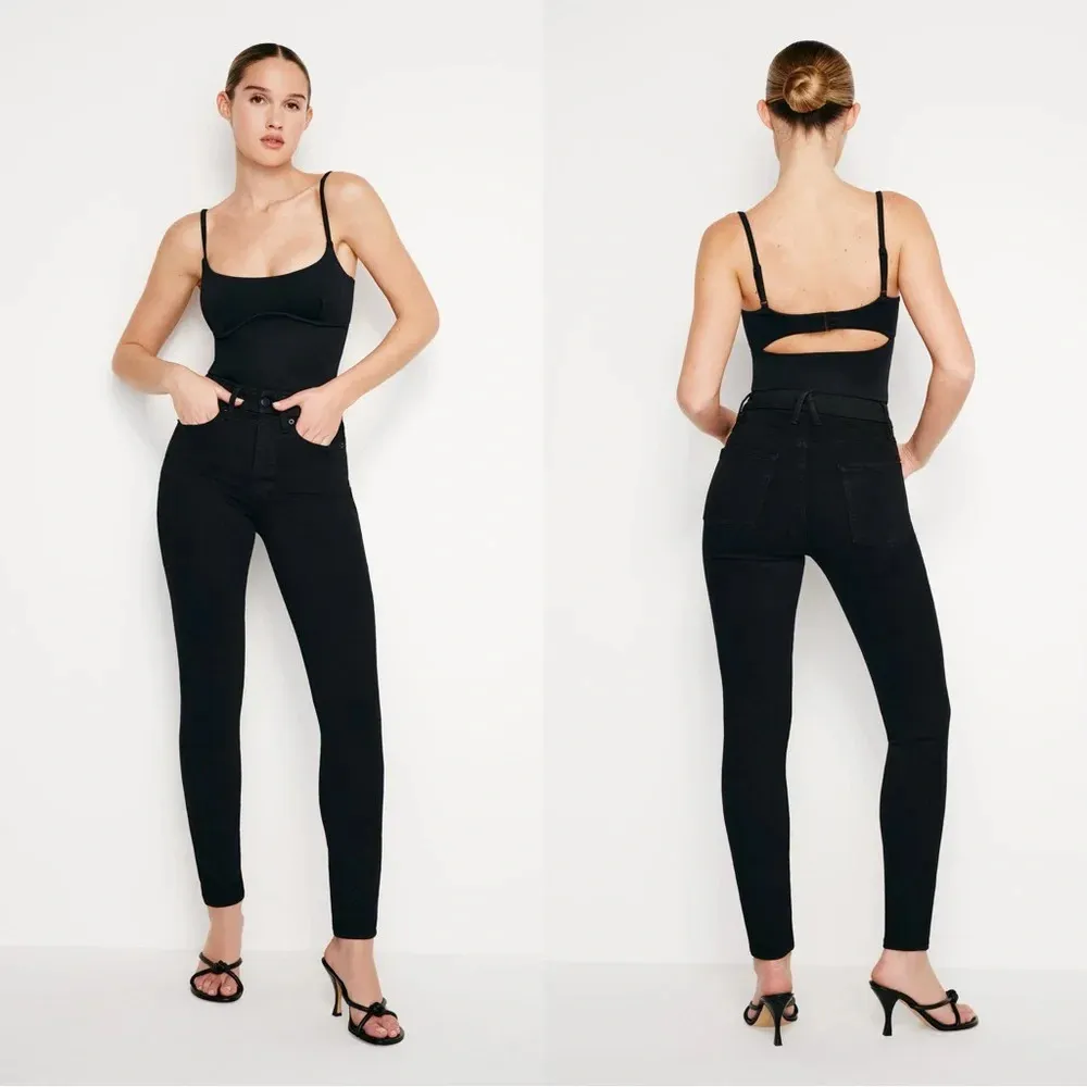 Good American Women’s Good Legs Skinny Fit Jeans Mid Rise in Black Size 25 - Image 2