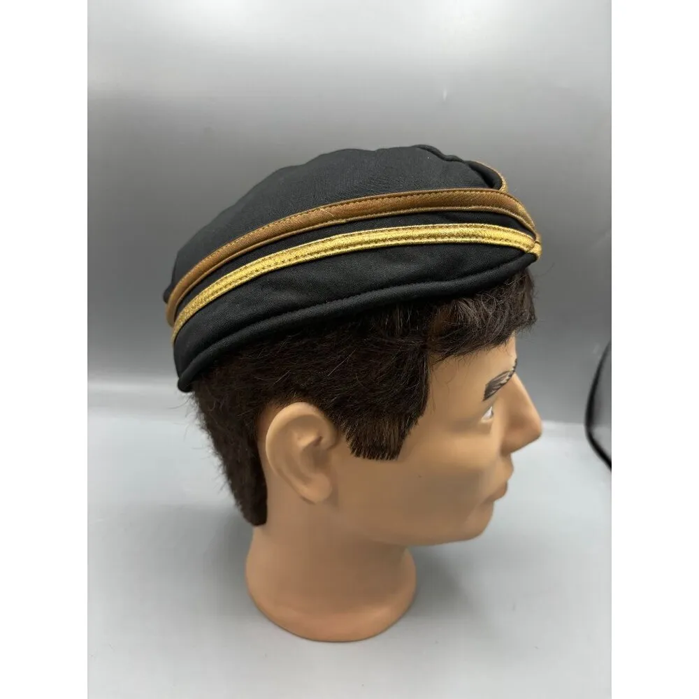 Vintage Black & Gold Striped Hat Cap Pin up military Airline - Image 6