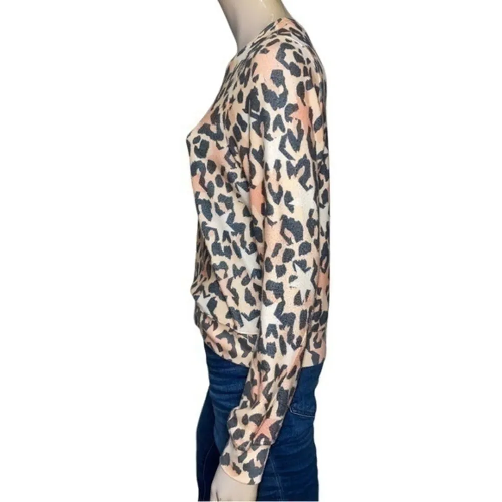WildFox Women’s Size S Leopard Stars Brushed Hacci Pullover Sweatshirt - Image 5