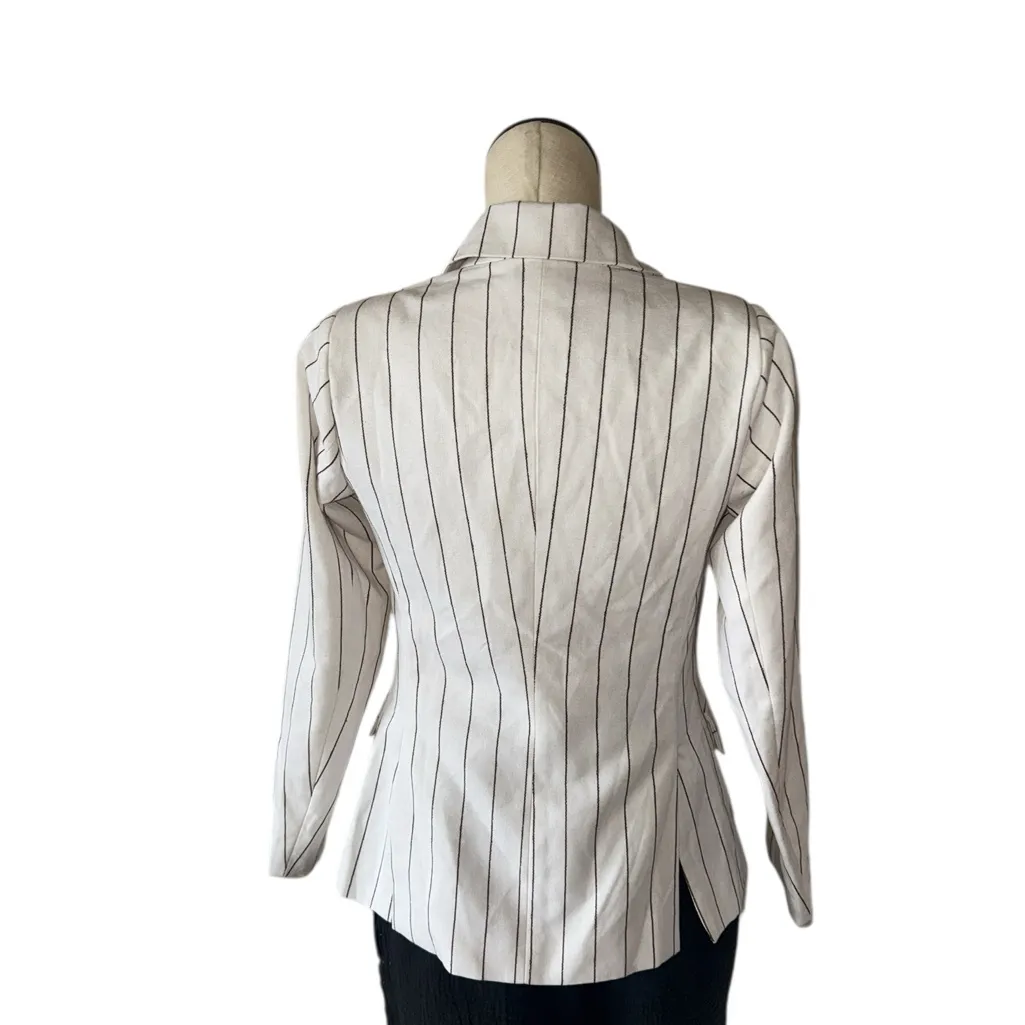 NWOT AQUA Pinstripe One Button Blazer Linen Blend XS - Image 6