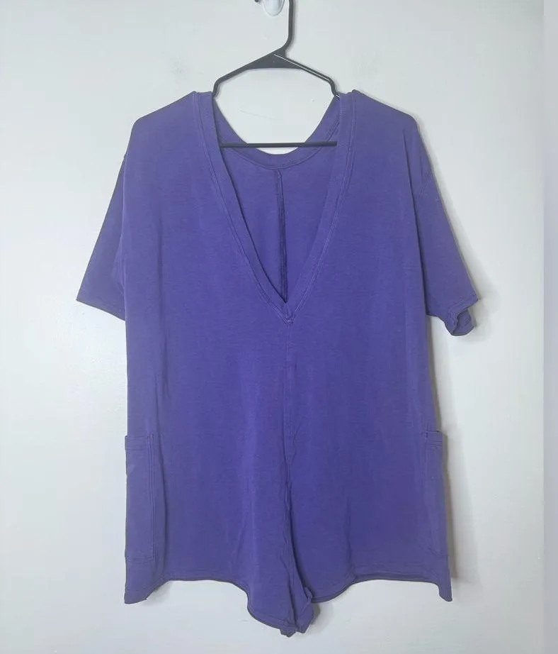 New Free People Movement Hot Shot Tee Romper Purple XS Dark Amethyst - Image 5