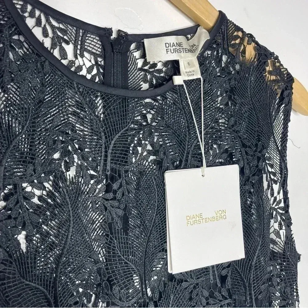 Diane von Furstenberg DVF Sleeveless Lace Tailored Overlay Mini Dress Size 6 NWT - Image 5