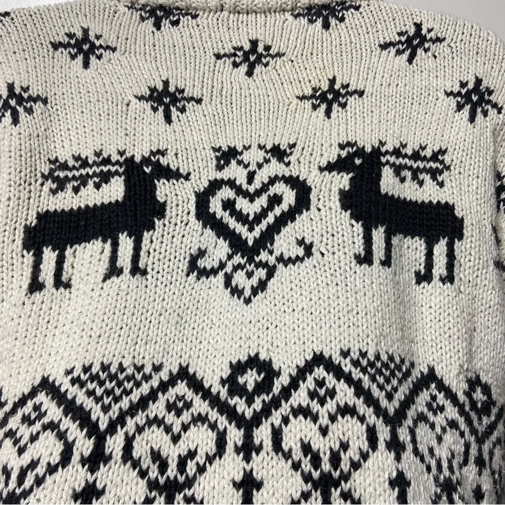 Chunky Knit Christmas Reindeer Fair Isle Sweater Size Small Vintage Glenover - Image 5
