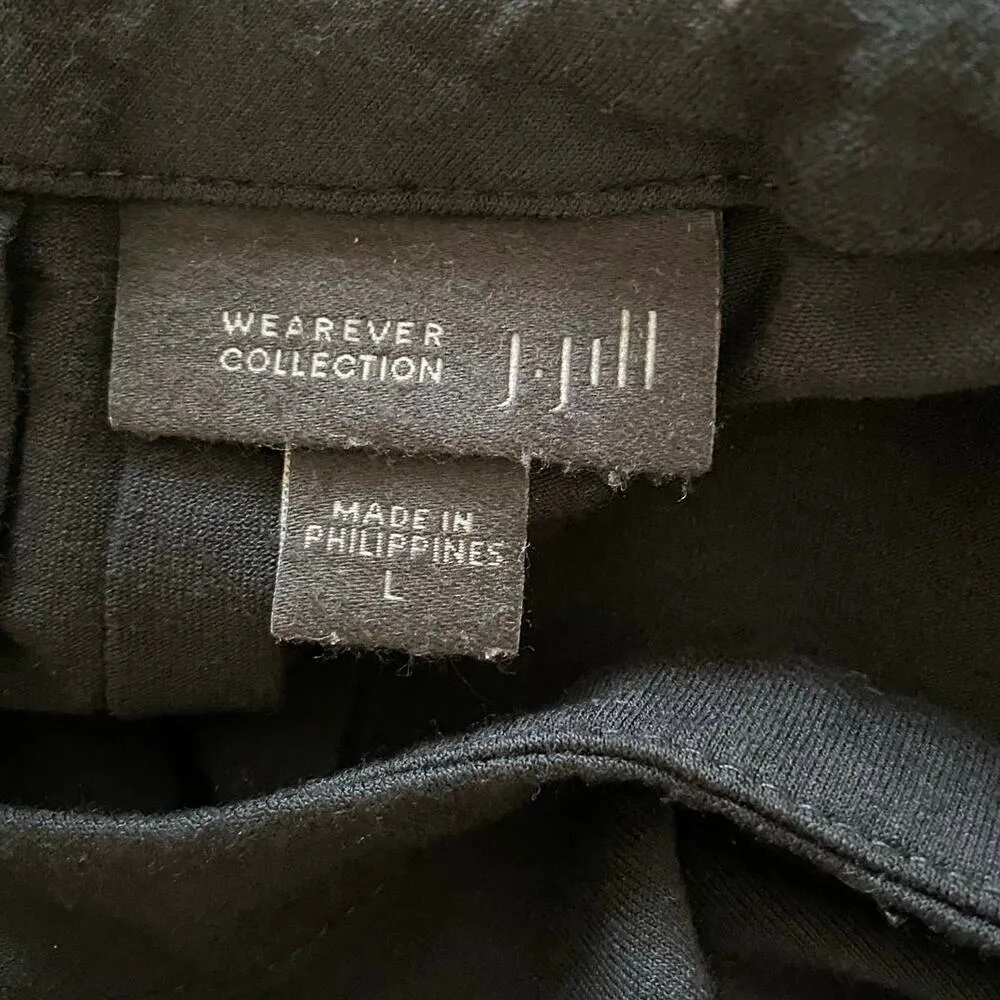 J Jill Size L Wearever Collection Shift Dress Black Button Pleat Back - Image 4