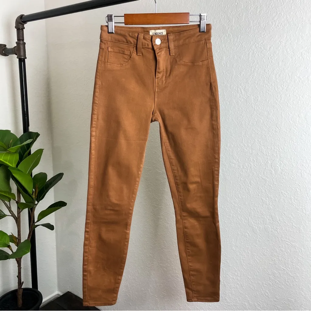 Lagence Margot High Rise Skinny Jean in Java Coated Size 24 in Java Coated - Image 3