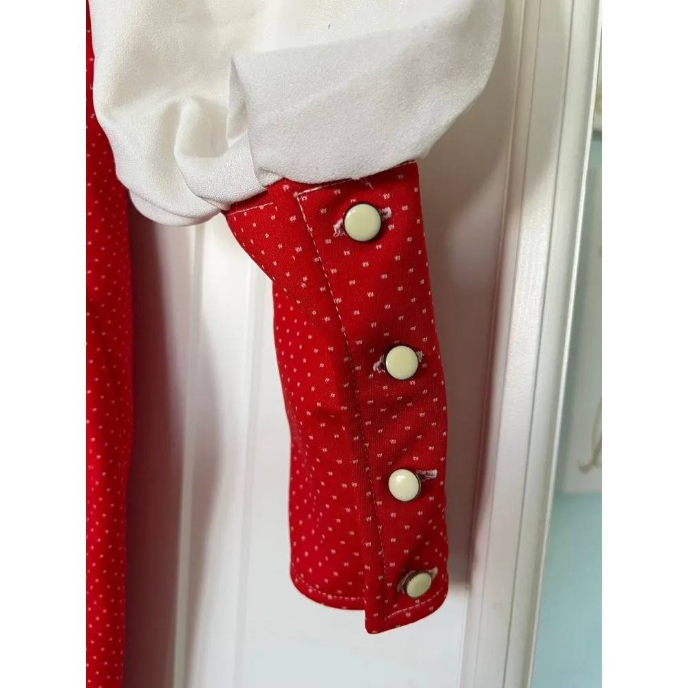 Vintage Rare 60s Jumpsuit Romper Zip Up Womens Red & White Wide Leg One Piece XS - Image 8