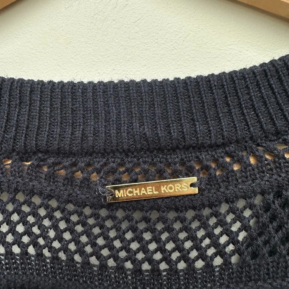 Michael Kors Navy Blue Open-Knit Sweater - Size M - Image 4