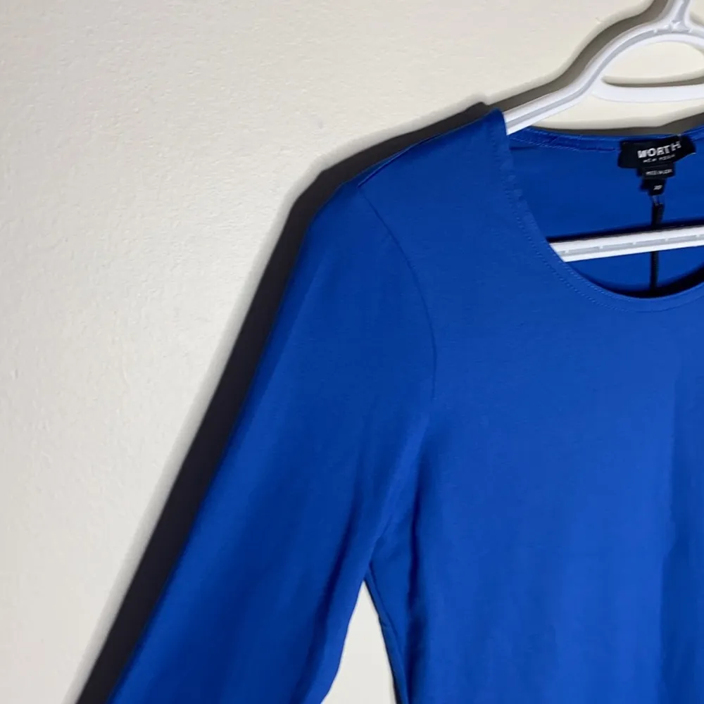 Worth Ocean Blue Open Jewel neck 3/4 sleeve top size XS - Image 4
