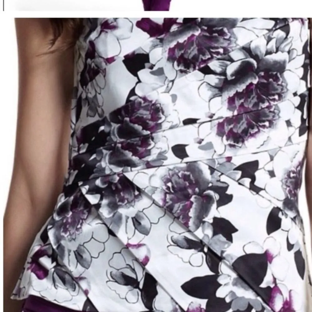 White House Black Market Floral Corset Top White 2 Strapless Pleats Feminine - Image 4