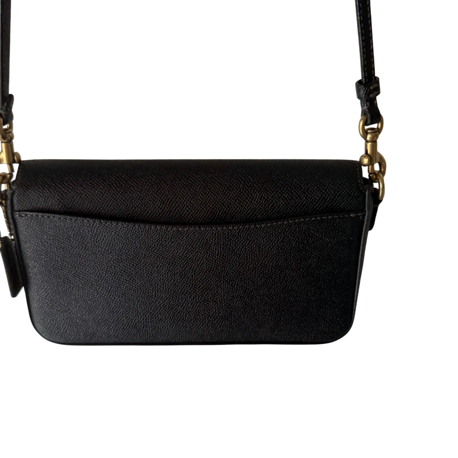 Coach Black Leather Envelope Shoulder Crossbody Bag Gold C Logo Old Money - Image 3