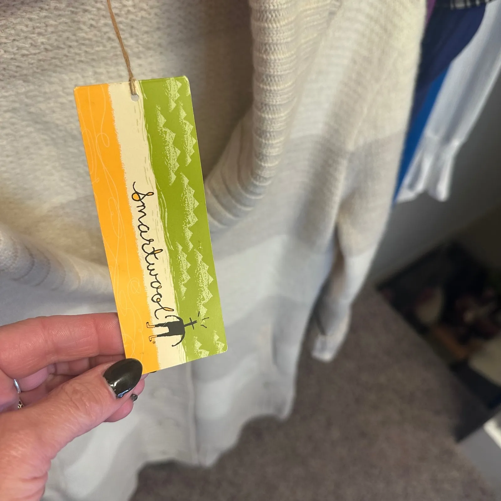 Smartwool Hot Springs Cardigan Sweater Neutral Heather Wool Blend L NWT - Image 4