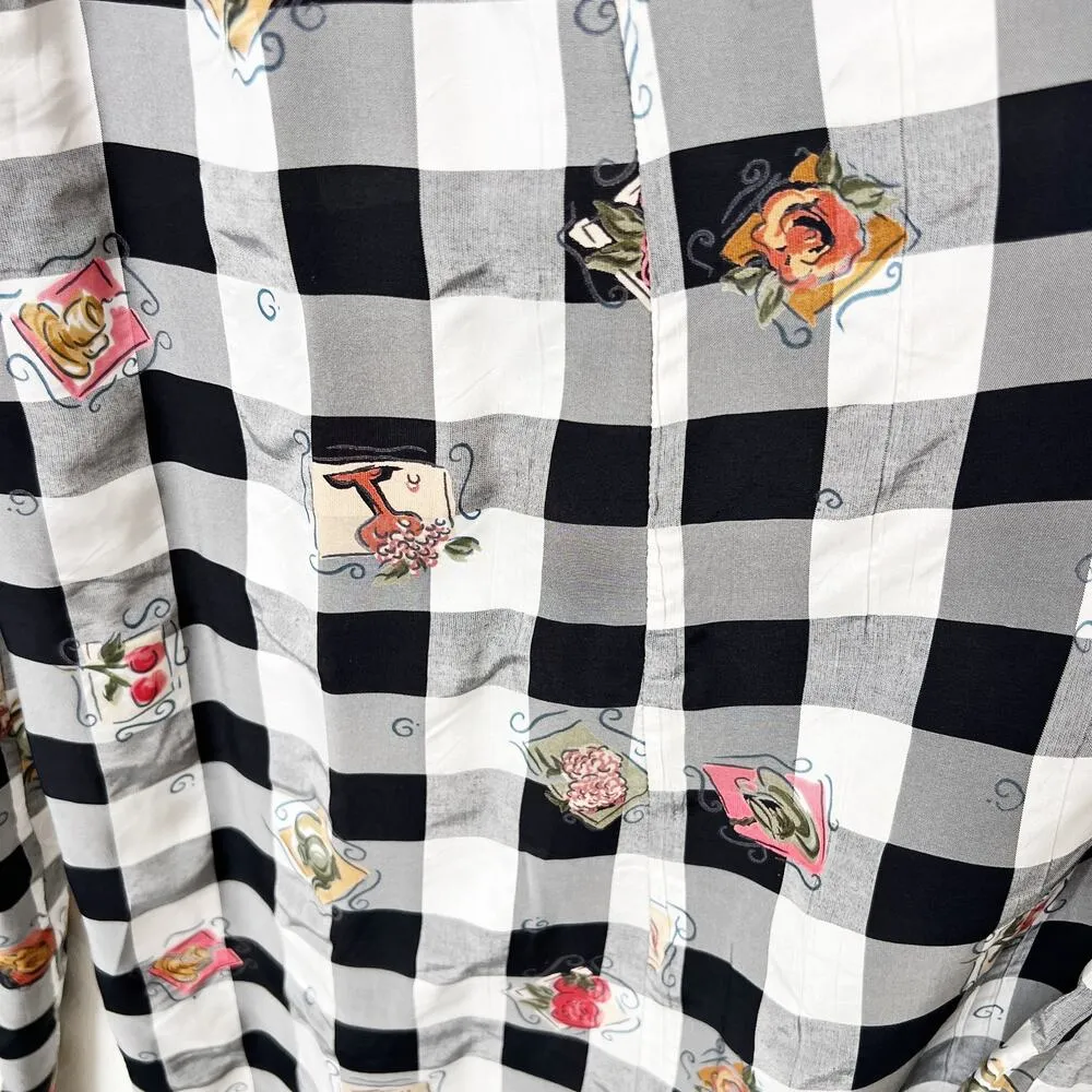 [Vintage] 90s Karen Alexander Black Plaid Wide Leg Scoop Neck Jumpsuit Size 4 - Image 10