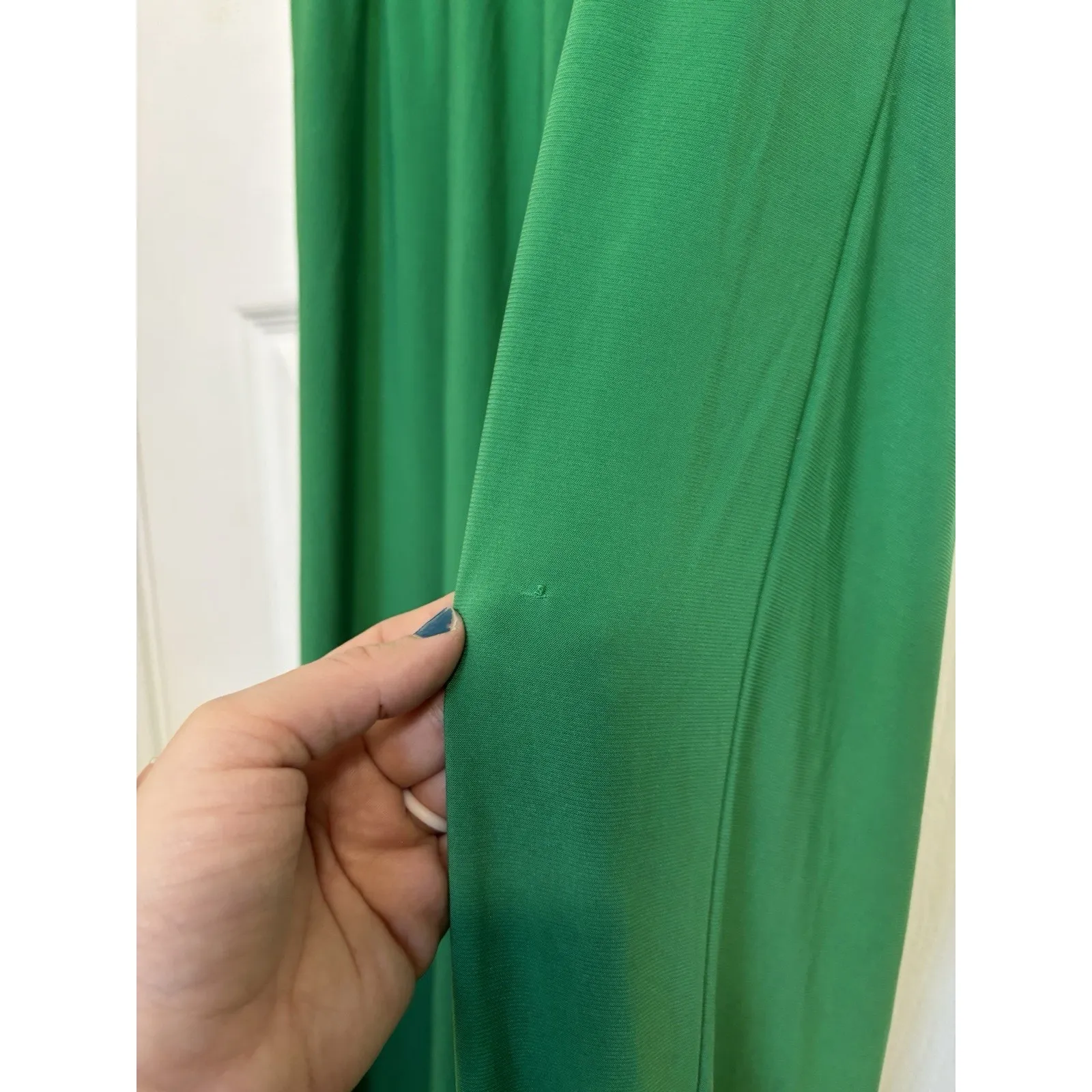Gilli Kelly Green Sleeveless Wide Leg Jumpsuit Size Large Slinky Stretch V Neck - Image 10