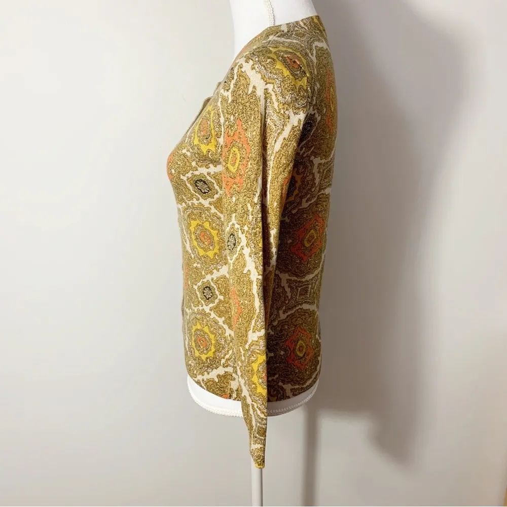 EUC Talbots Petite Gold Metallic Medallion Button Cardigan Sz P - Image 7