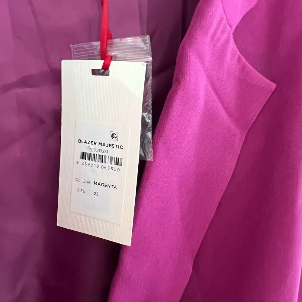 Manon Baptiste Double Breasted Magenta Blazer Jacket – NWT Size 18 Pink - Image 14