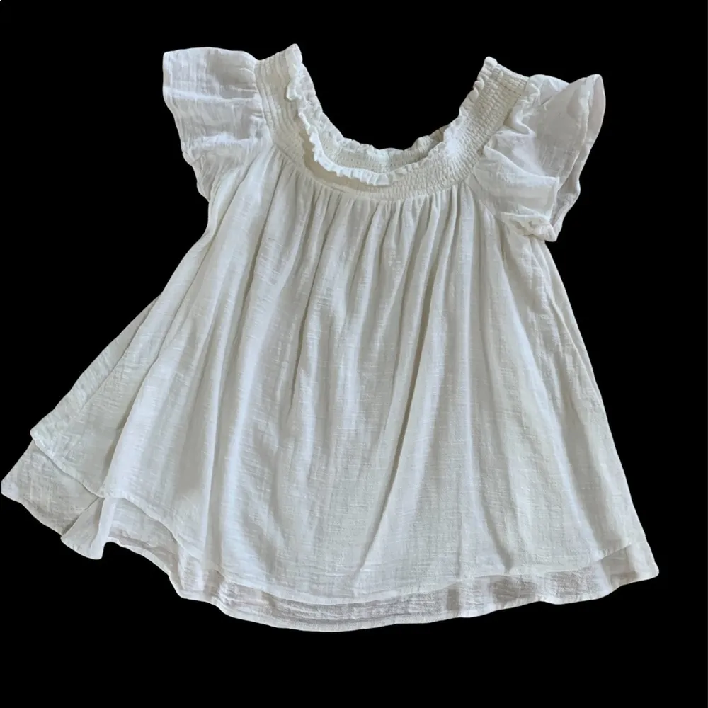 White Cotton Top Smocked Flowy Peasant Shirt Crown & Ivy Womens Small - Image 10
