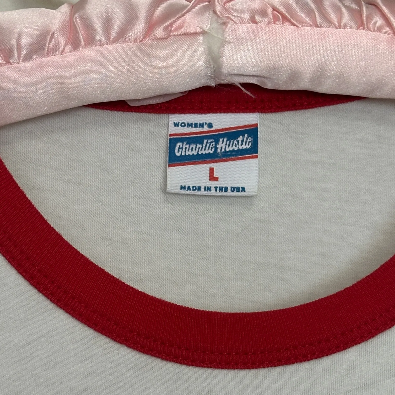 Charlie Hustle Kansas City Chiefs Ringer Tee Vintage Style Womens L Tshirt - Image 3