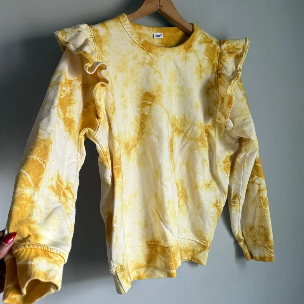 CLARE V. Ruffle Sweatshirt Medium Yellow - Image 8