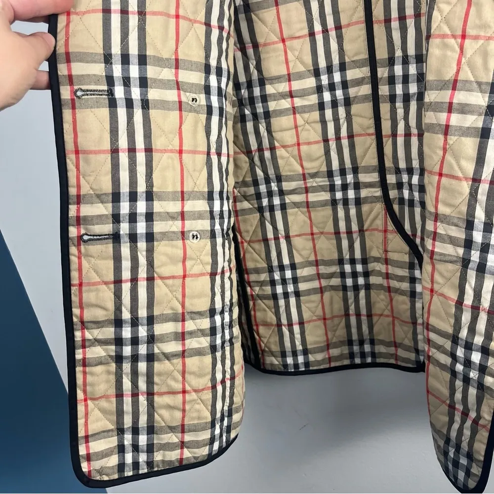 BURBERRY London QUILTED JACKET WOMENS Small BLACK Button Nova Double Breast - Image 7