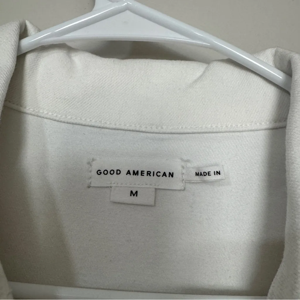 GOOD AMERICAN Fit for Success Denim Utility Dress Denim in Wash White Size M - Image 4