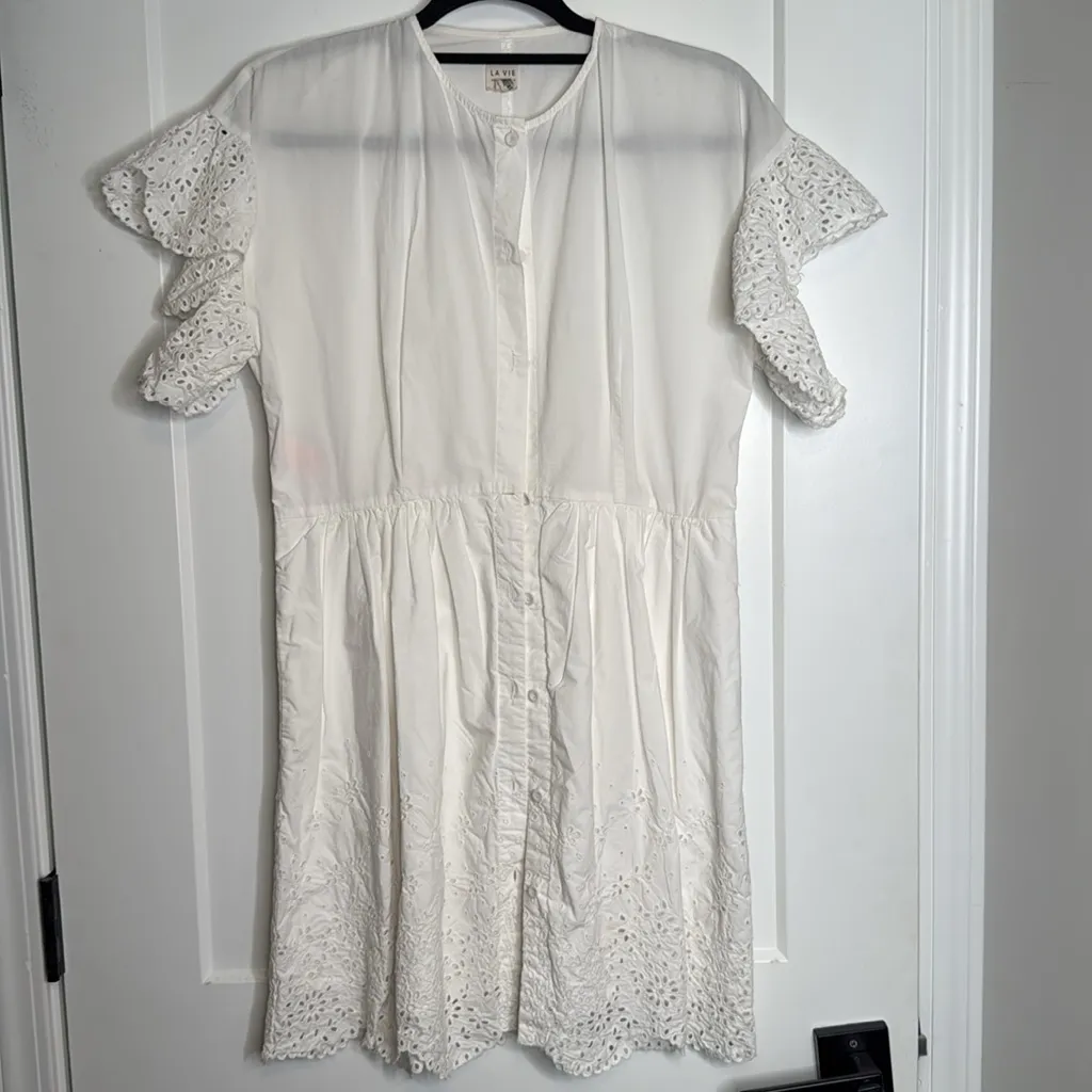 La Vie Rebecca Taylor Short Sleeve Eyelet Dress‎ - - Image 7
