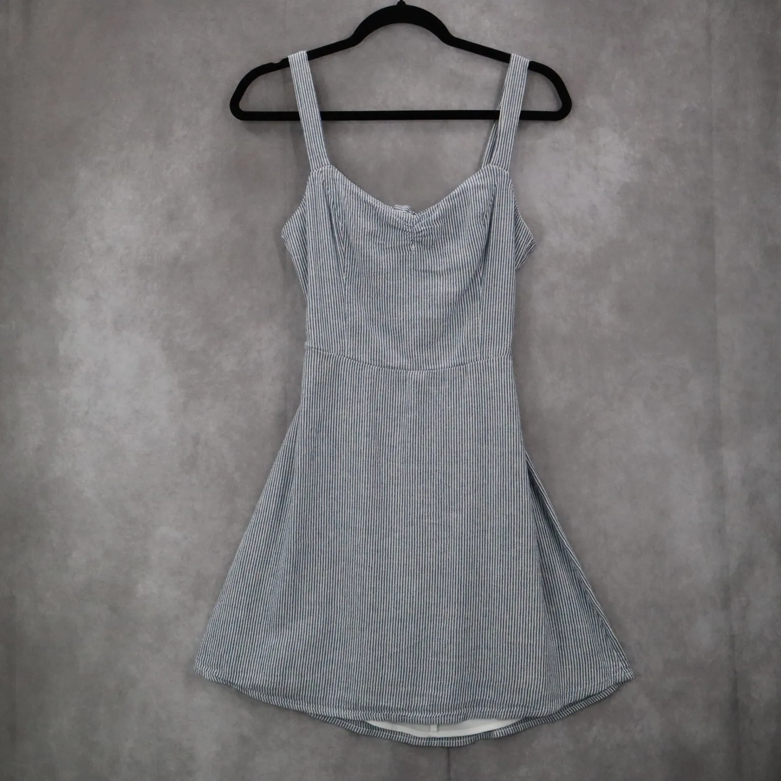 Hollister Blue Stripe‎ Fit Flare Cutout Nautical Beach Tie Preppy Dress Small S - Image 2