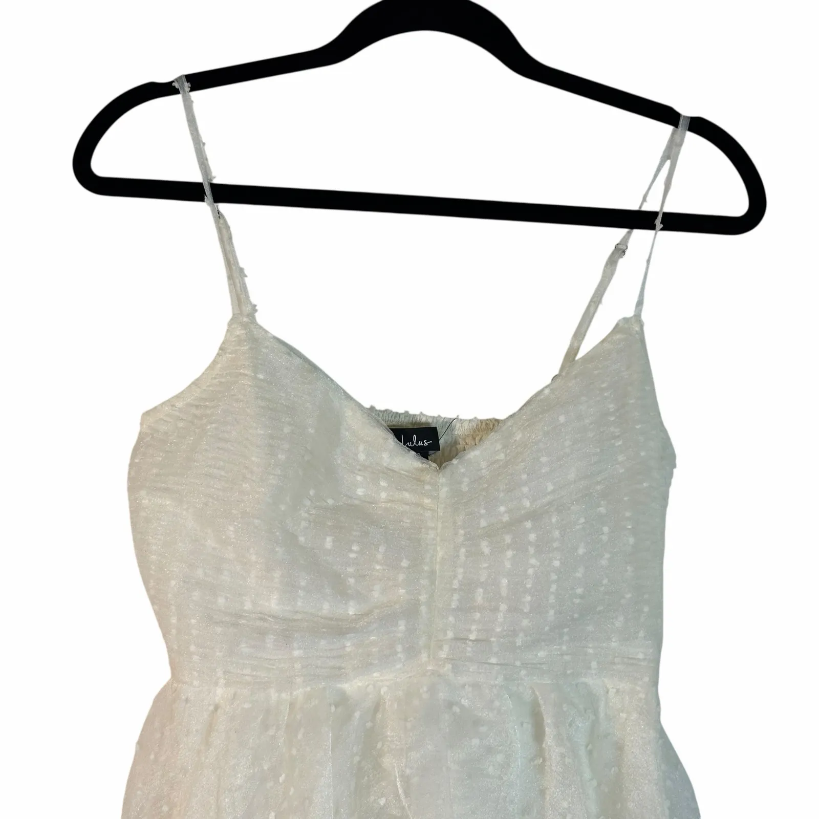 NWT Lulus Favorite Event Ivory Swiss Dot Pleated Tiered Midi Dress - Image 7