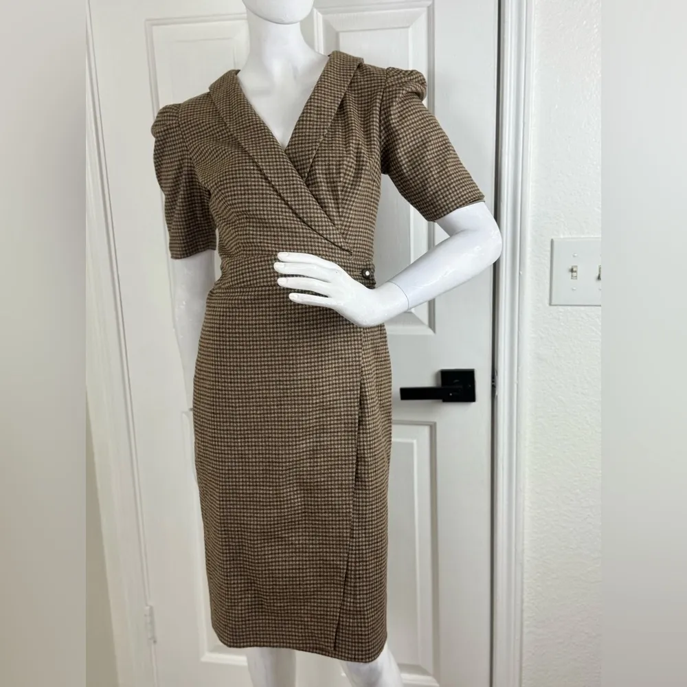 Jessakae Fox Group Size XXS Brown Plaid Short Sleeve Charlotte Shift Dress. B6 - Image 2