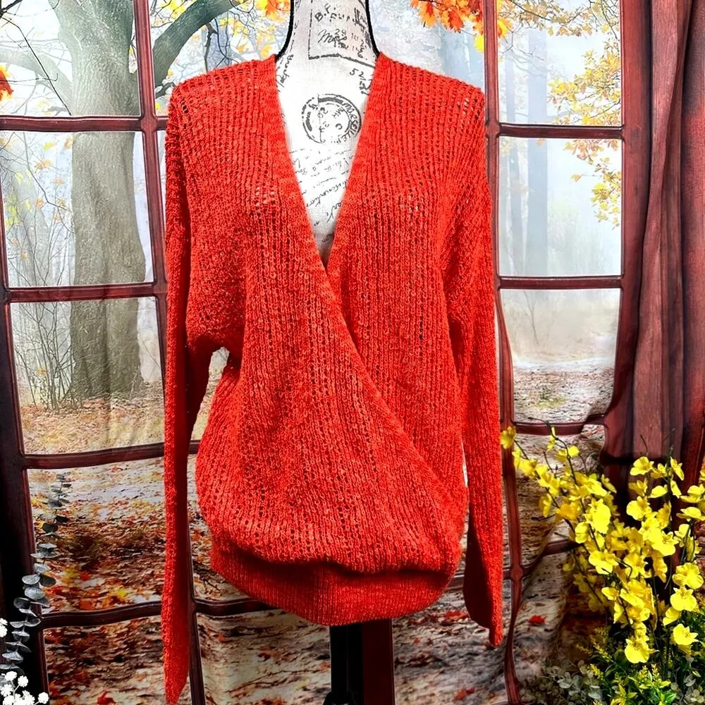 Billabong Sweet Bliss Loose Knit Wrap Sweater - red/orange - size L - Image 4