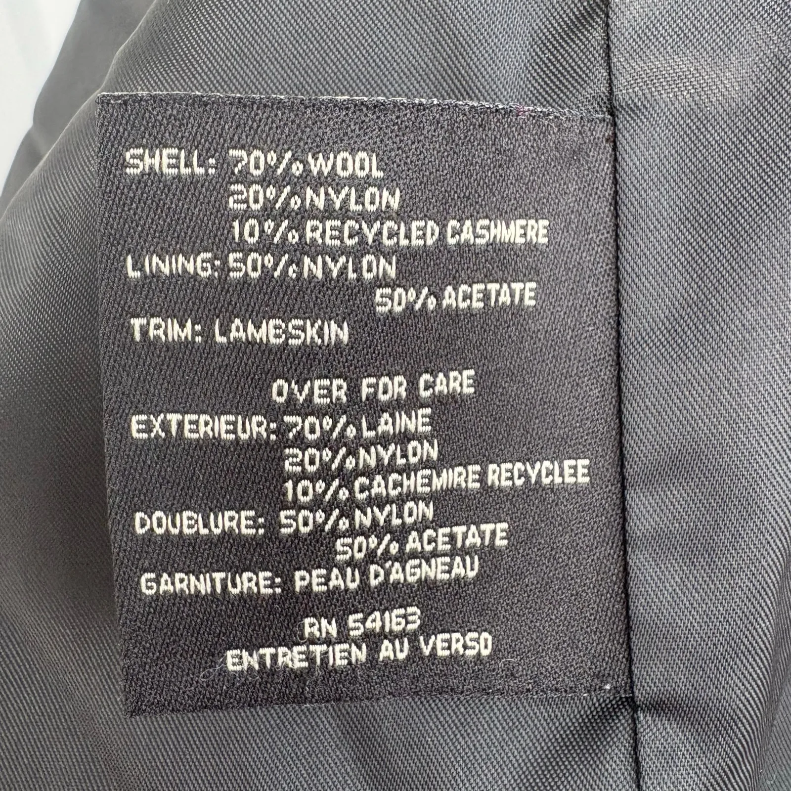 Cole Haan Coat Sz XL Black Wool Cashmere Blend Leather Zip Mid Length Preppy - Image 16