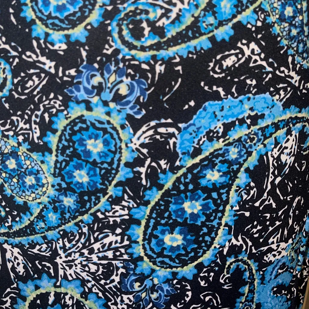Studio Works Blue and Black Sleeveless V-Neck Sundress dress size large paisley - Image 3