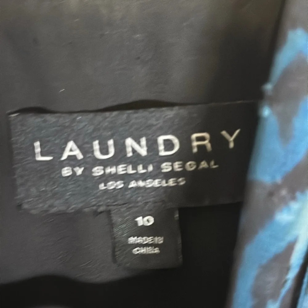 Laundry by Shelli Segal Black Blue Leopard Print Dress Size 10 - Image 6