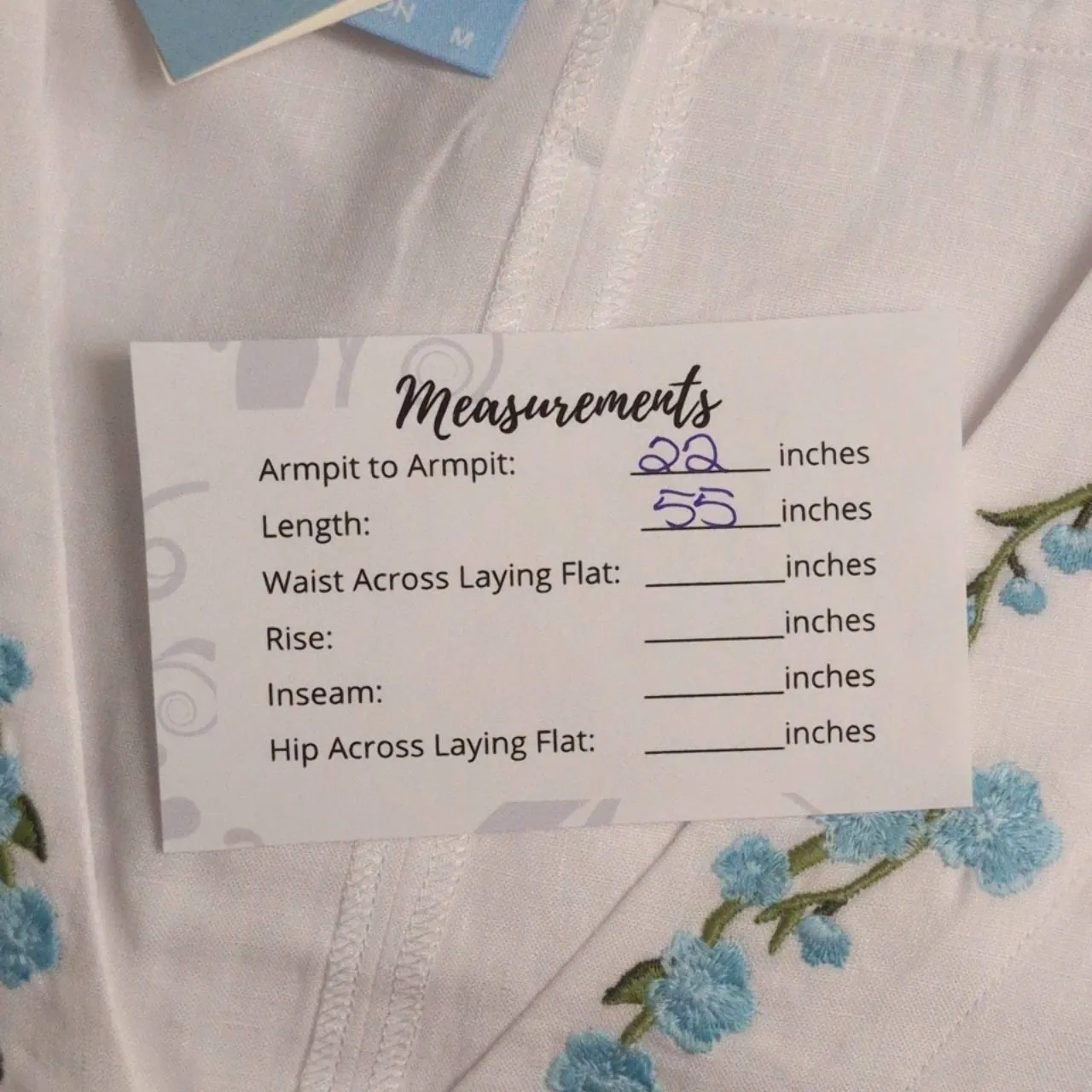 NWT Andie Fanm Mon White Embroidery V Neck Loose Fit Caftan Resort Dress Linen M - Image 14