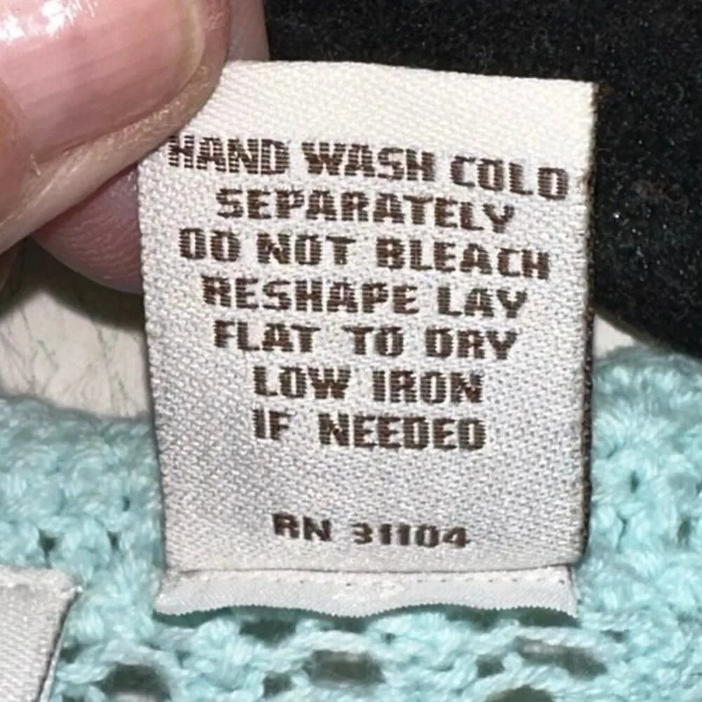 Kim Kim Rogers Light Blue Crochet Cardigan - Image 4