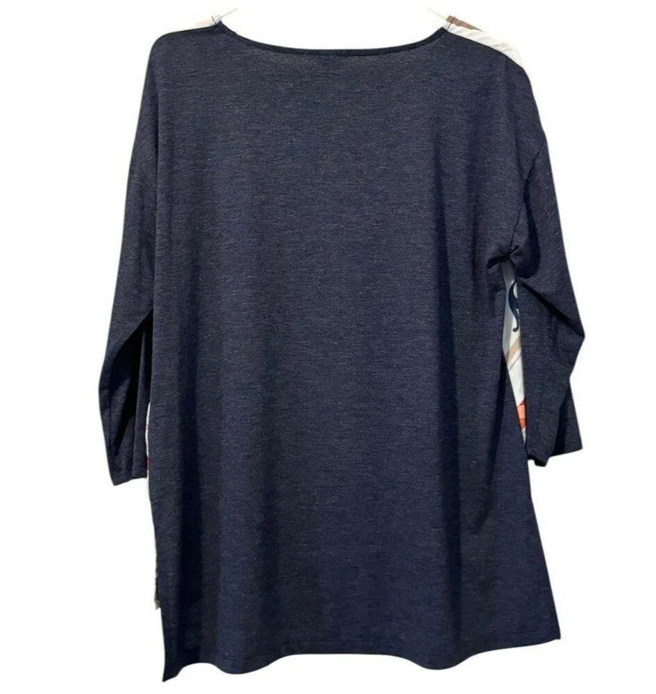 Chicos Zenergy Women Top Size 1 Abstract Lightweight  Artsy Colorful Preppy City - Image 2