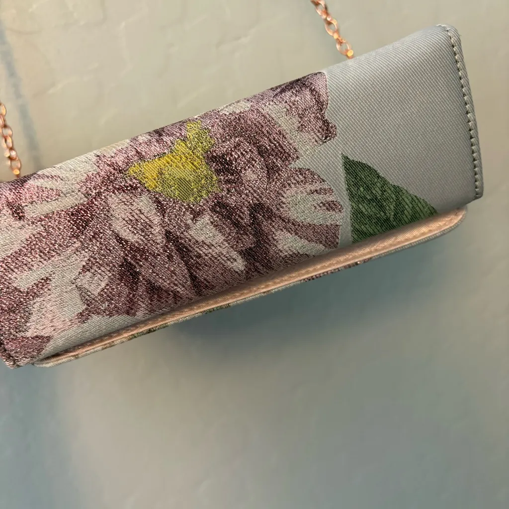 Ted Baker London Erika Jacquard gray rose gold evening crossbody shoulder bag - Image 8