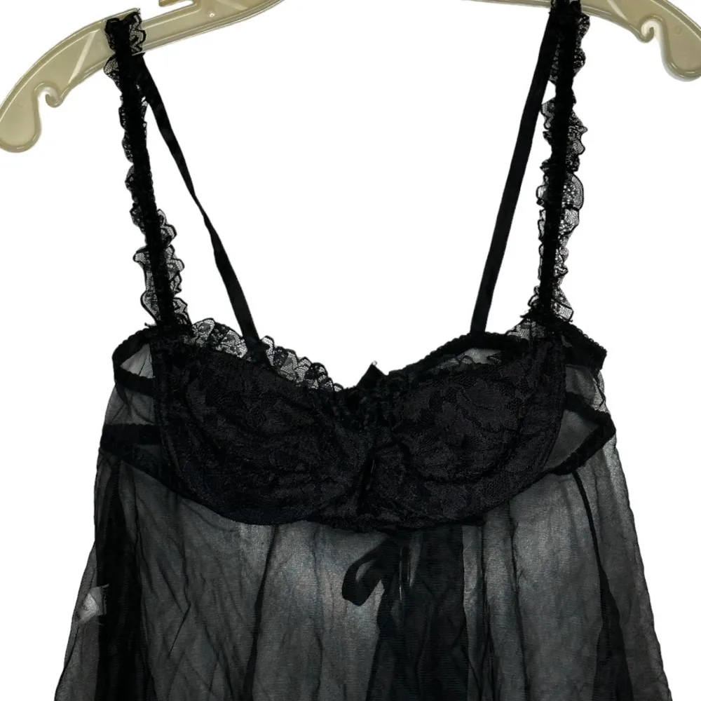 Vintage Nylon Sheer‎ Black Negligee Size M - Image 2