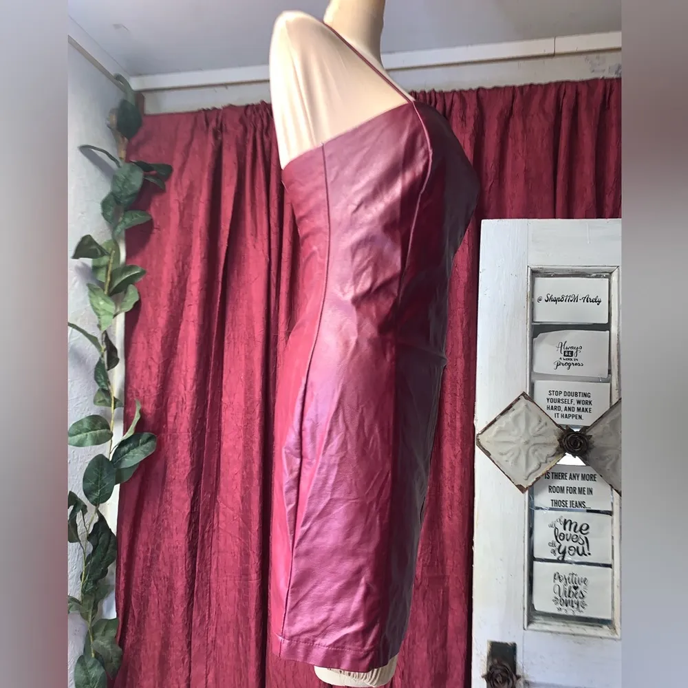 Wild Fable Red faux leather mini dress size XS bodycon sleeveless maroon zipper - Image 10