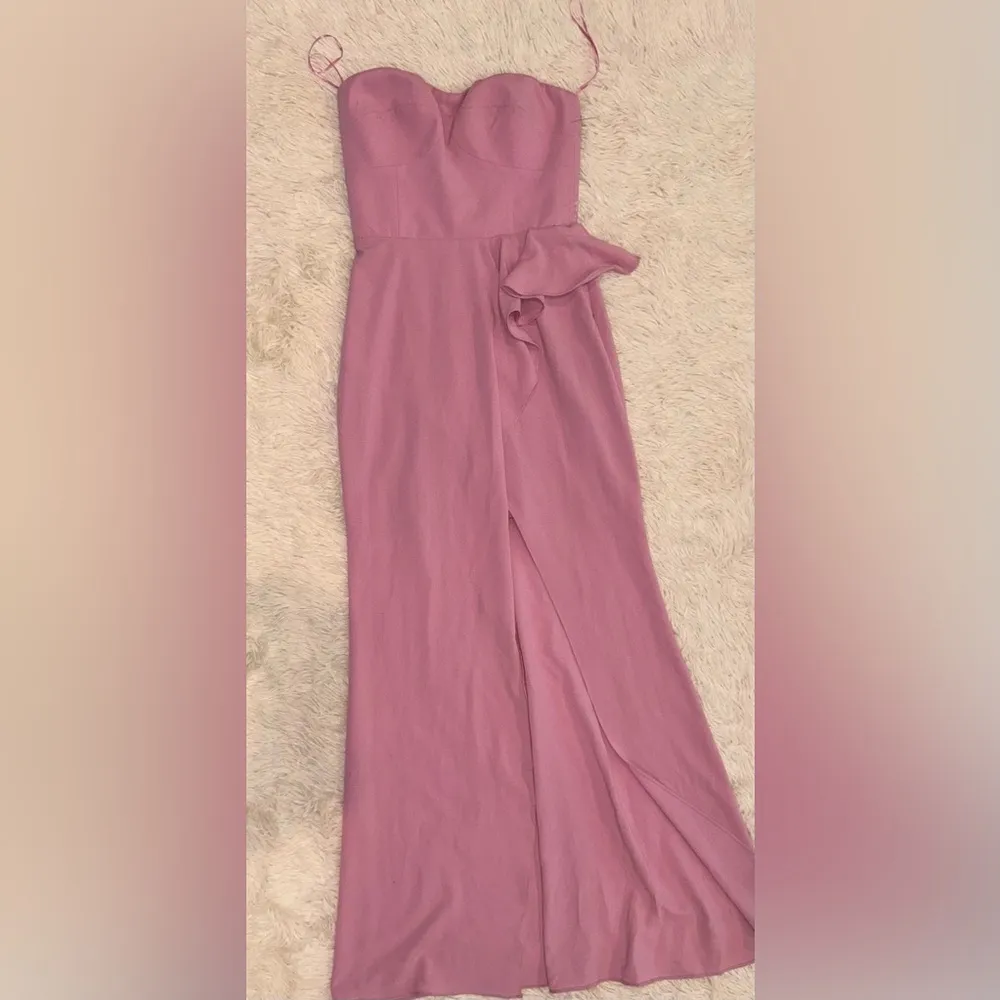 NWOT Dress the Population Kai Strapless Slit Gown Evening lavender sz S - Image 3