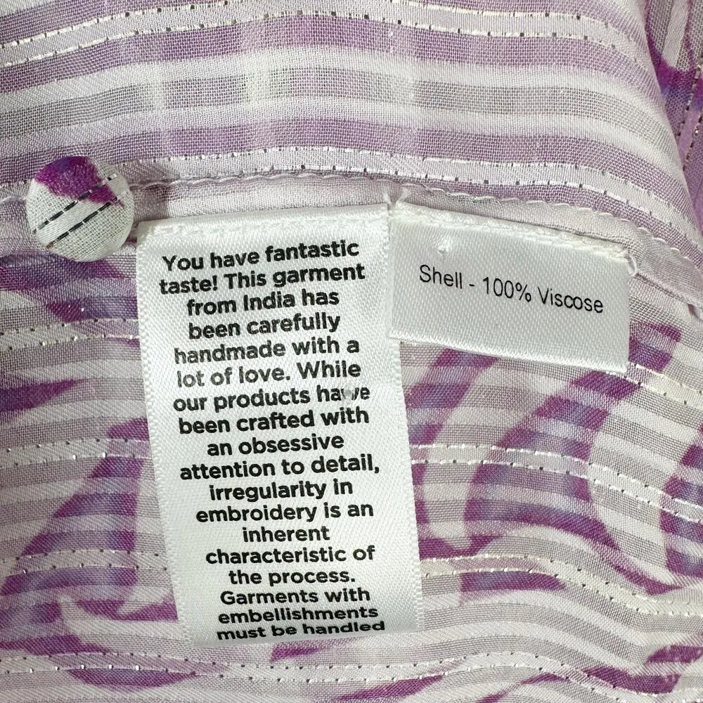 HEMANT & NANDITA Multi-Print Sequin Wrap Midi Dress Size Large - Image 11