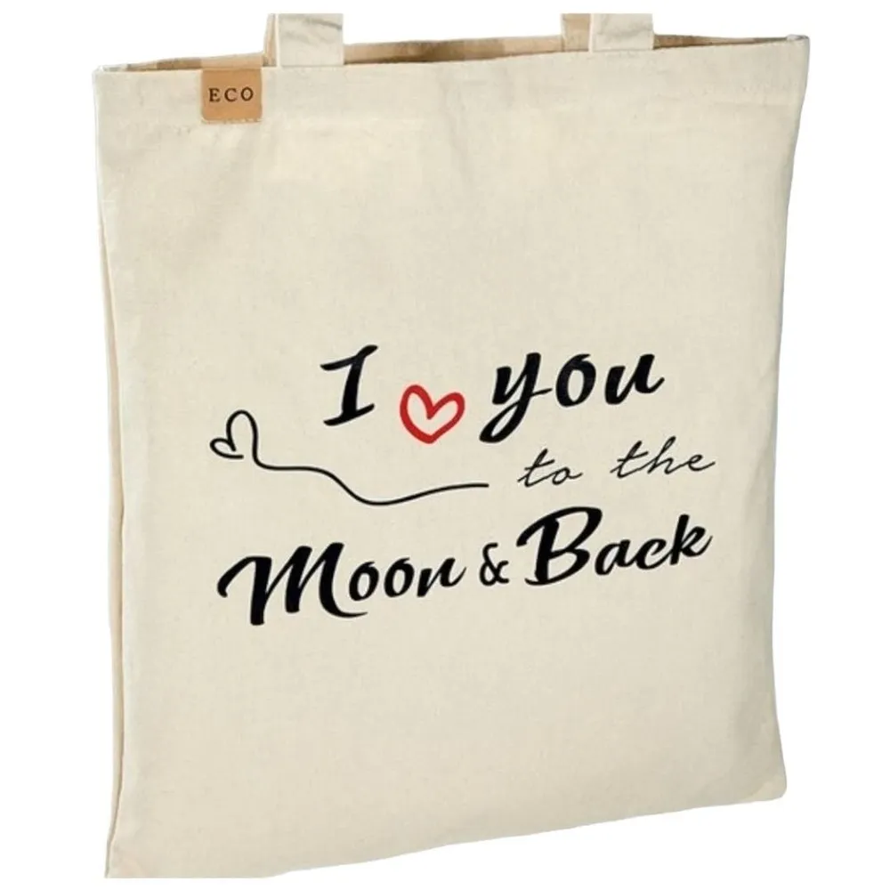 "I LOVE YOU TO THE MOON & BACK" ECO FRIENDLY TOTE BAG 13.5X15 - Image 3