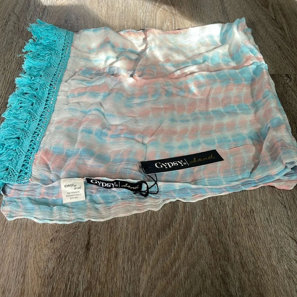 Gypsy 05  Sand Turquoise/Melon Coverup/Wrap One Size - Image 7