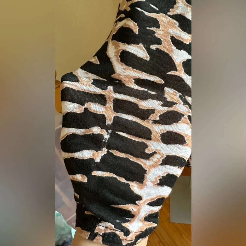 Catwalk Tan White Black Sexy Bodycon Long Sleeves Stretchy Dress SZ S Great Cond - Image 5