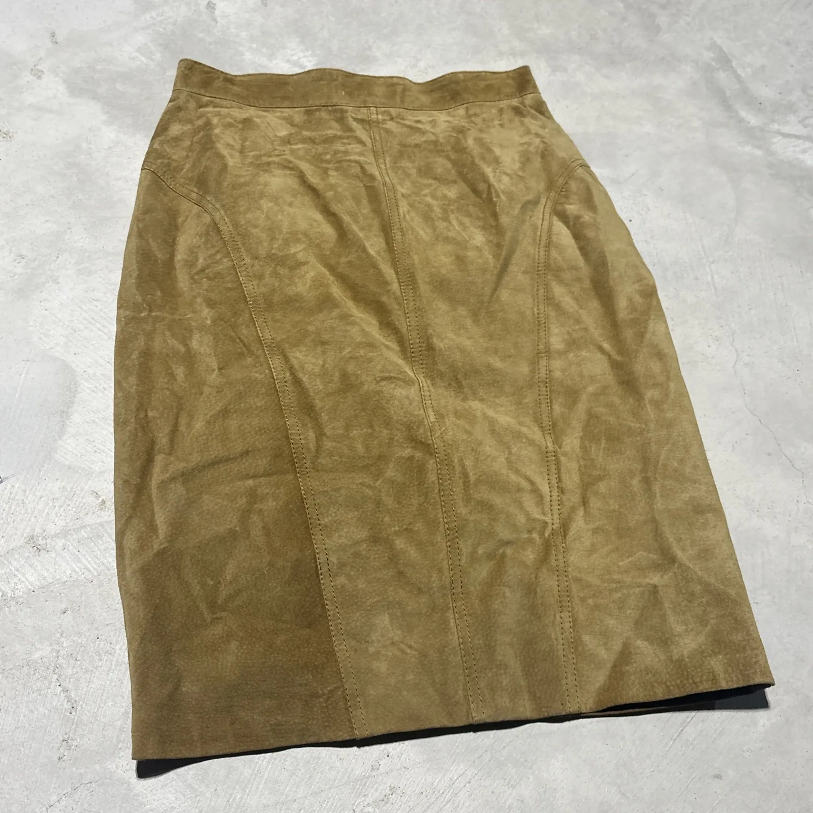 Vintage Gucci Suede Leather Skirt Made In Italy SZ 44 Brown Classy 1980s - Image 11