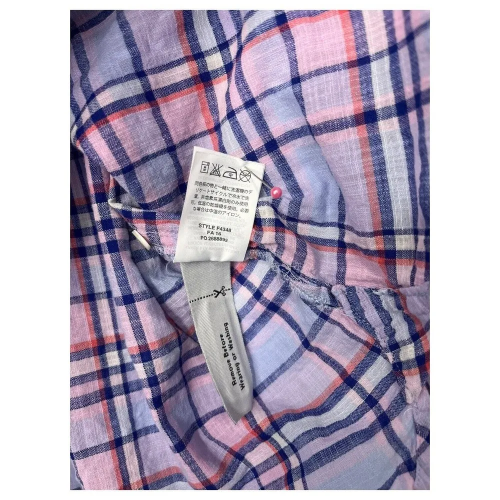 J Crew Top Womens 0 Plaid Cotton Button Up Long Sleeves Collared Purple - Image 7