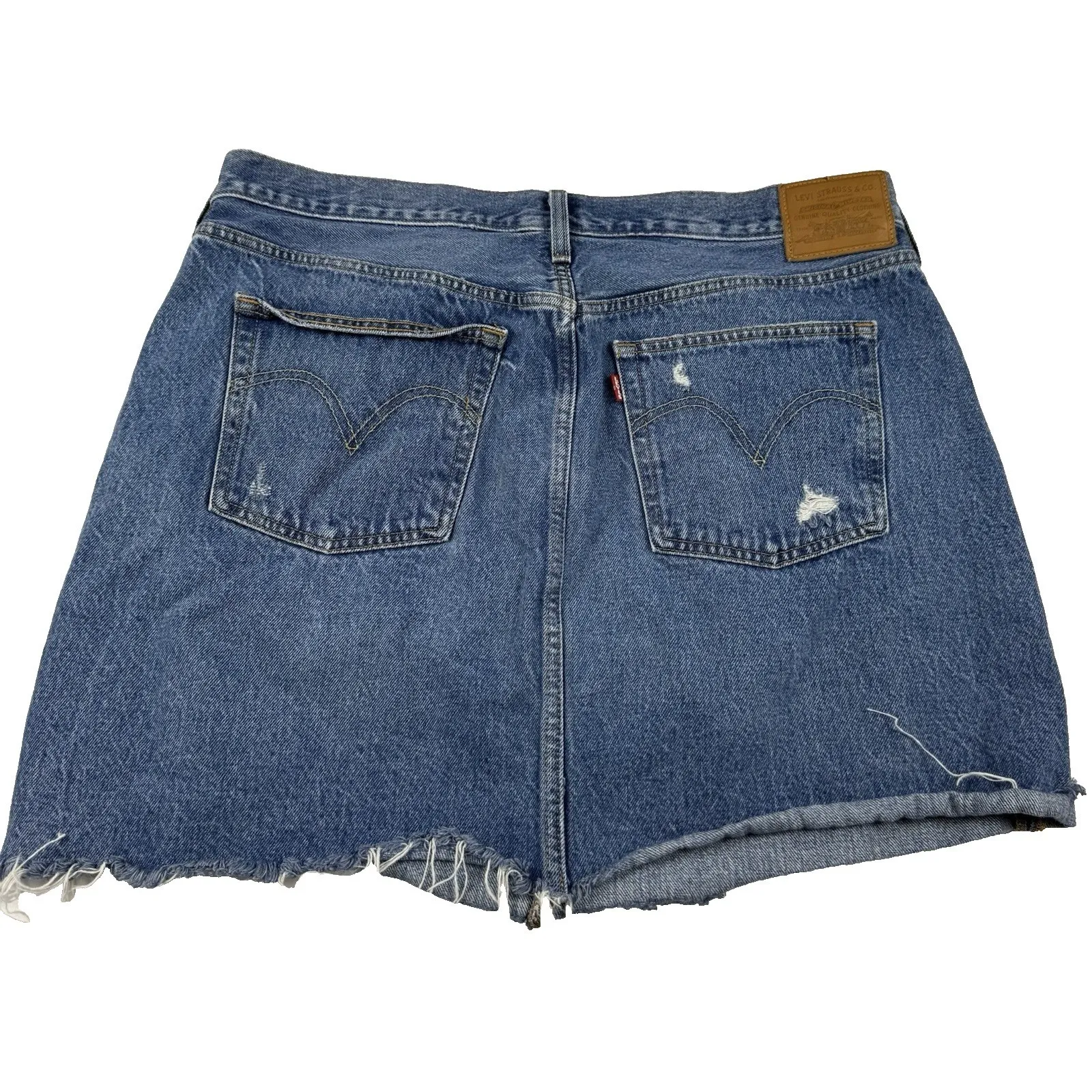 Levi's Premium Denim Mini‎ Skirt High Rise Deconstructed Women Size 33" Cotton - Image 6