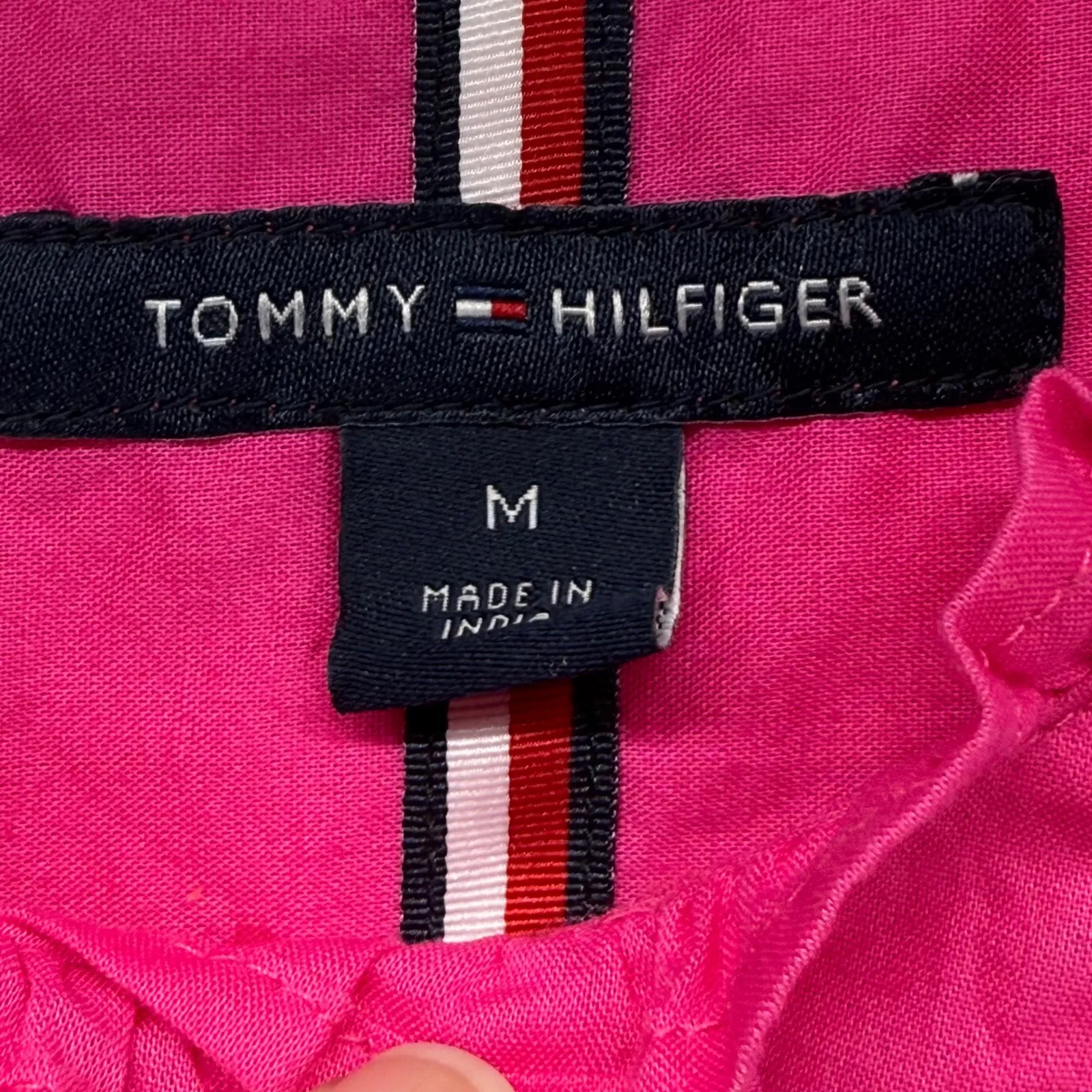 Tommy Hilfiger Tiered Dress Casual Cotton Short Sleeve‎ Pink Size M - Image 6