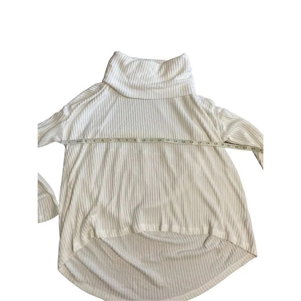 Anthropologie Saturday Sunday Ivory Brushed Ribbed cowl Neck Pullover Sweater wh - Image 5