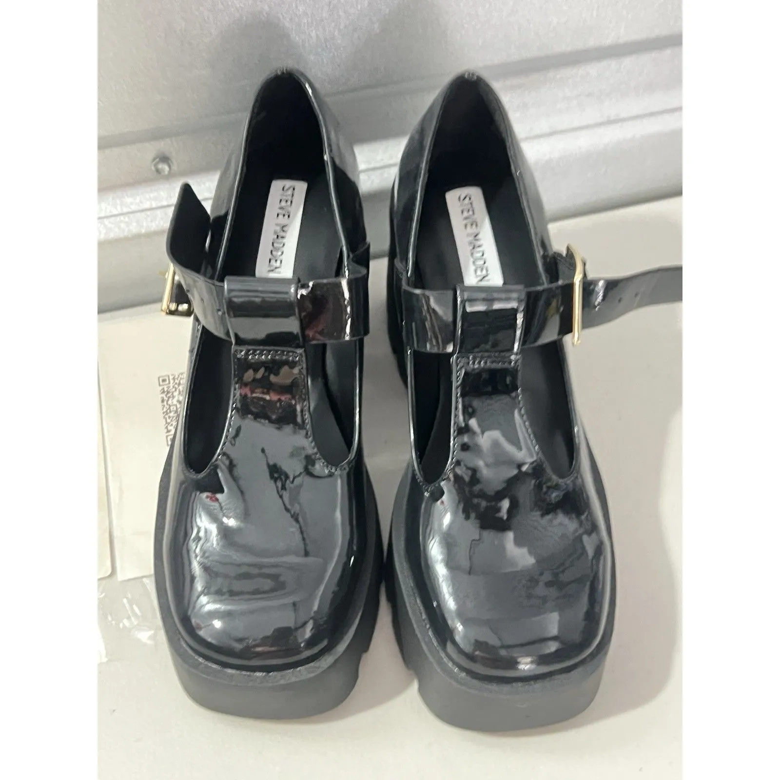 STEVE MADDEN PALOMA Mary Jane Black Patent Women’s Size 6.5 Chunky Heel - Image 9