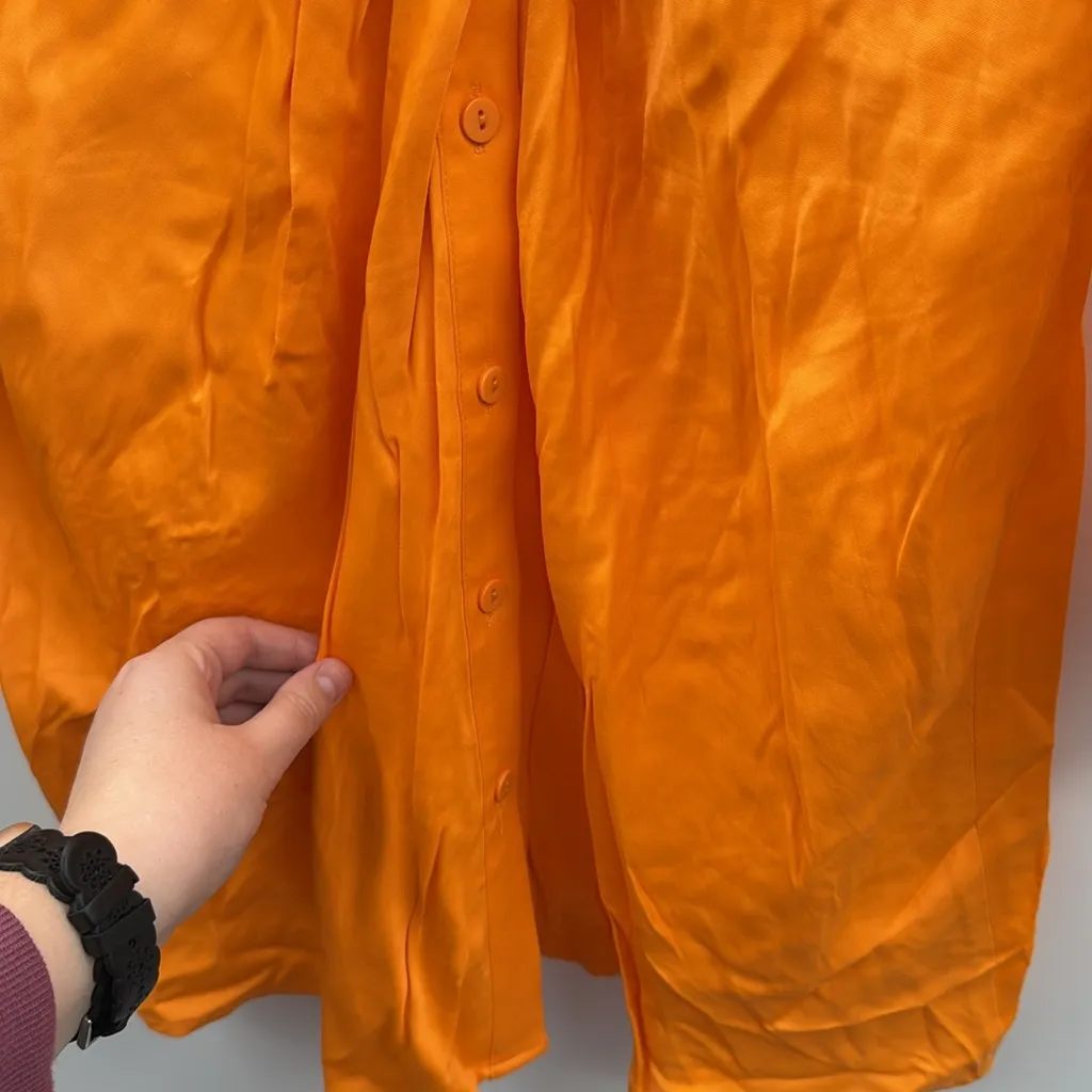 Zara Vibrant Orange Twist Front Button Shirt Dress‎ - Image 3
